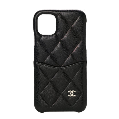 Chanel Caviar Quilted iPhone 11 Tech Case Black Burgundy 1 of 15