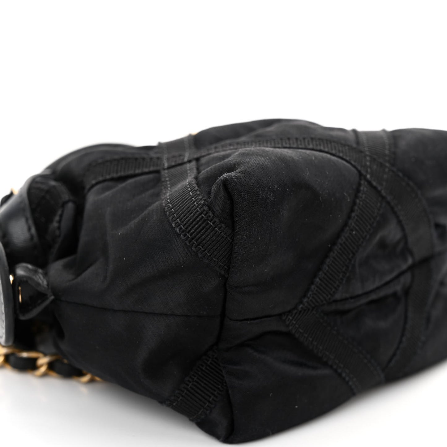 Nylon Grosgrain Quilted Lifestyle Clutch with Chain Black