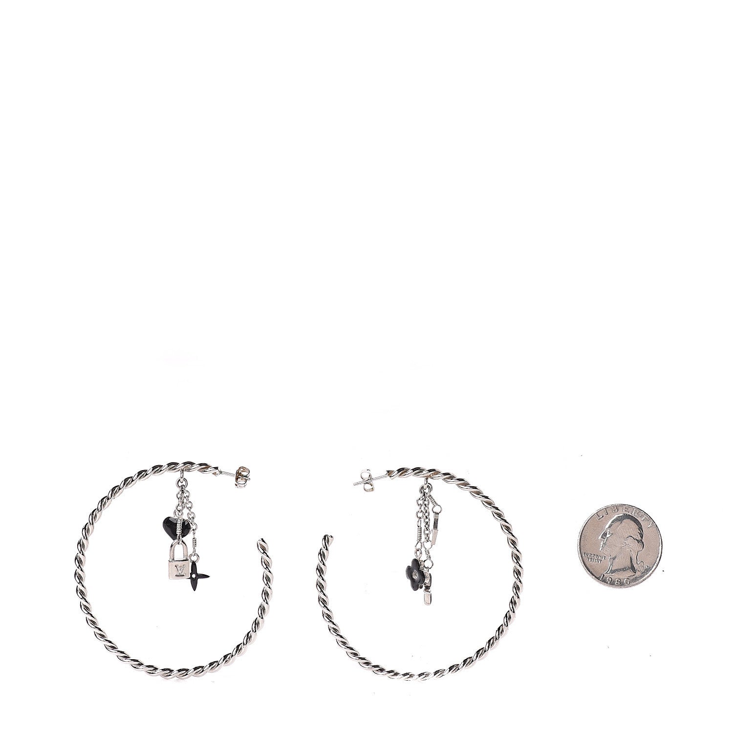 Louis Vuitton Sweet Monogram Creole Hoop Earrings Silver 2 of 3