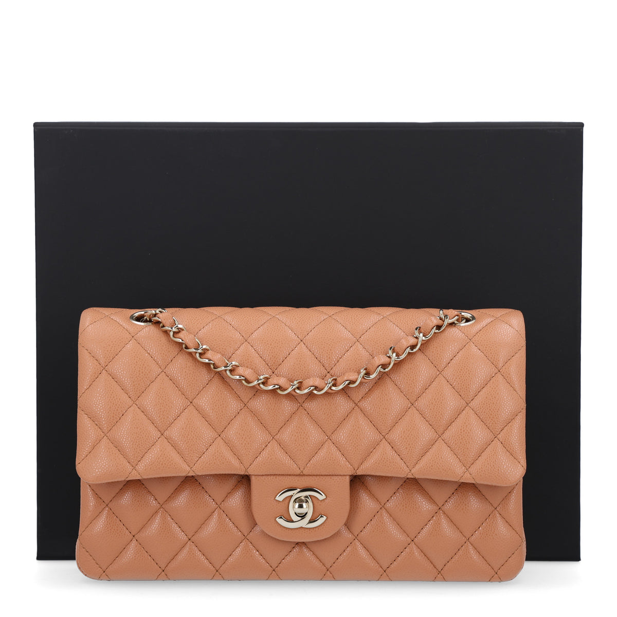 Chanel Caviar Quilted Medium Double Flap Light Brown 11 of 11