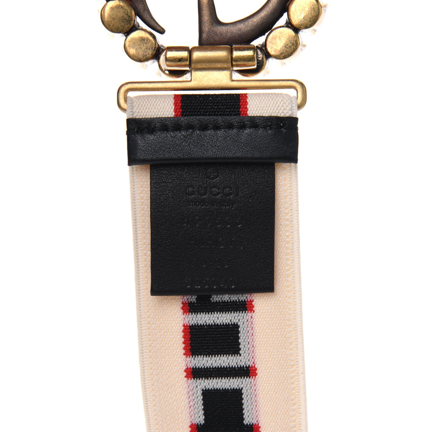Gucci Jacquard Crystal Stripe Double G Belt 70 28 White 3 of 3