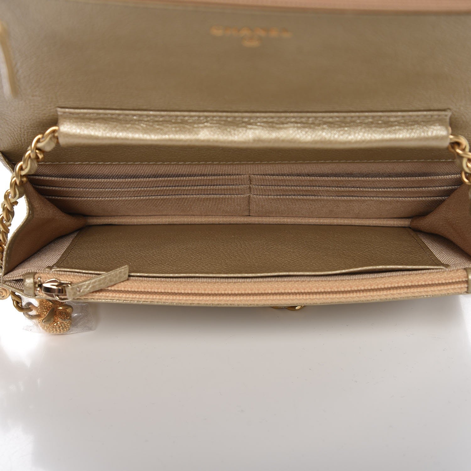 Chanel Woven Straw Braided Ancient Greek Wallet On Chain WOC Beige 5 of 8
