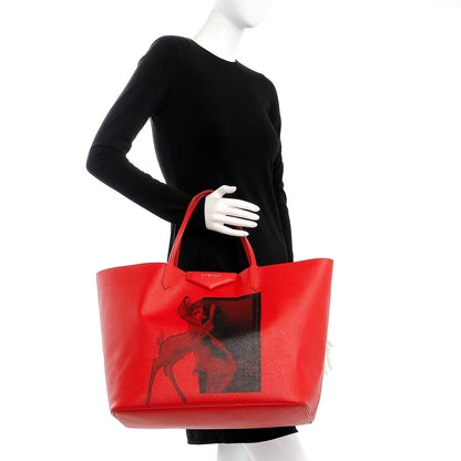 Givenchy Textured Coated Canvas Bambi Print Large Antigona Tote Red 2 of 8