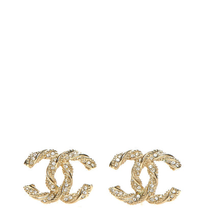 Chanel Crystal Twisted CC Earrings Gold 1 of 5