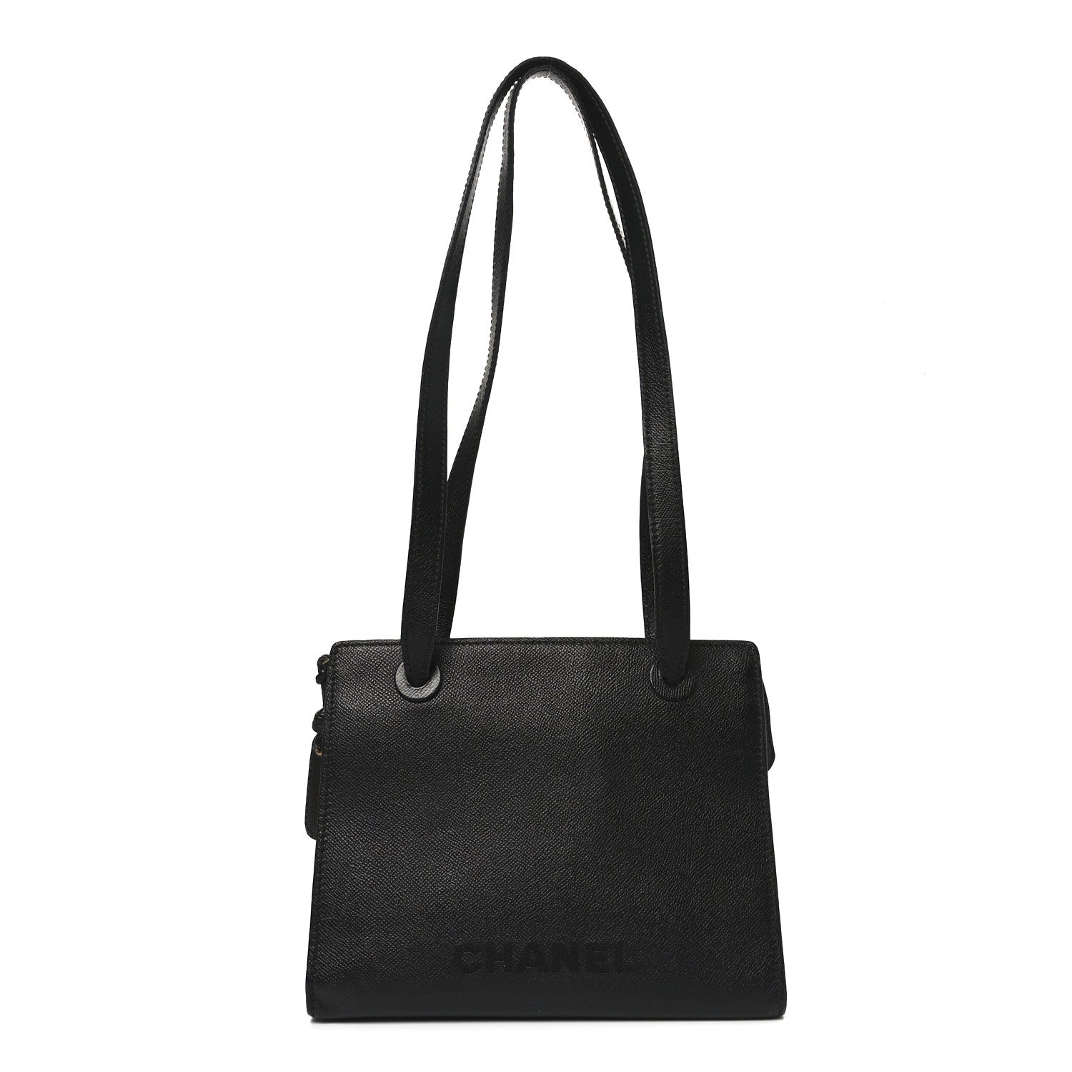 Chanel Grained Calfskin Logo Shoulder Bag Black 1 of 10