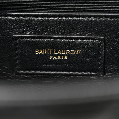 Saint Laurent Grain De Poudre Textured Mixed Matelasse Triquilt Medium Monogram Satchel Black 6 of 10