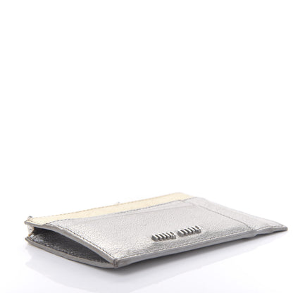 Miu Miu Metallic Madras Colour Zip Card Case Chrome Gold 4 of 10