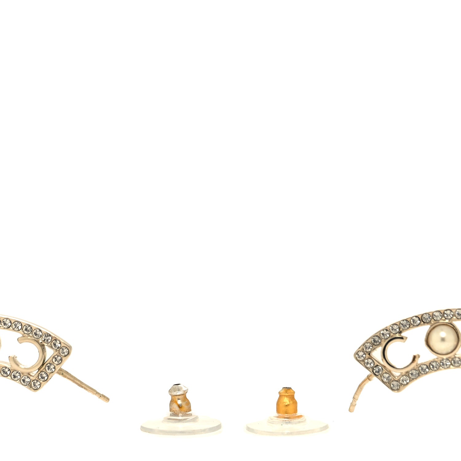 Chanel Crystal Pearl Bow-tiful CC Hoop Earrings Gold 3 of 5