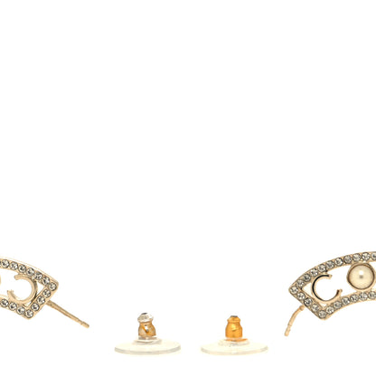 Chanel Crystal Pearl Bow-tiful CC Hoop Earrings Gold 3 of 5