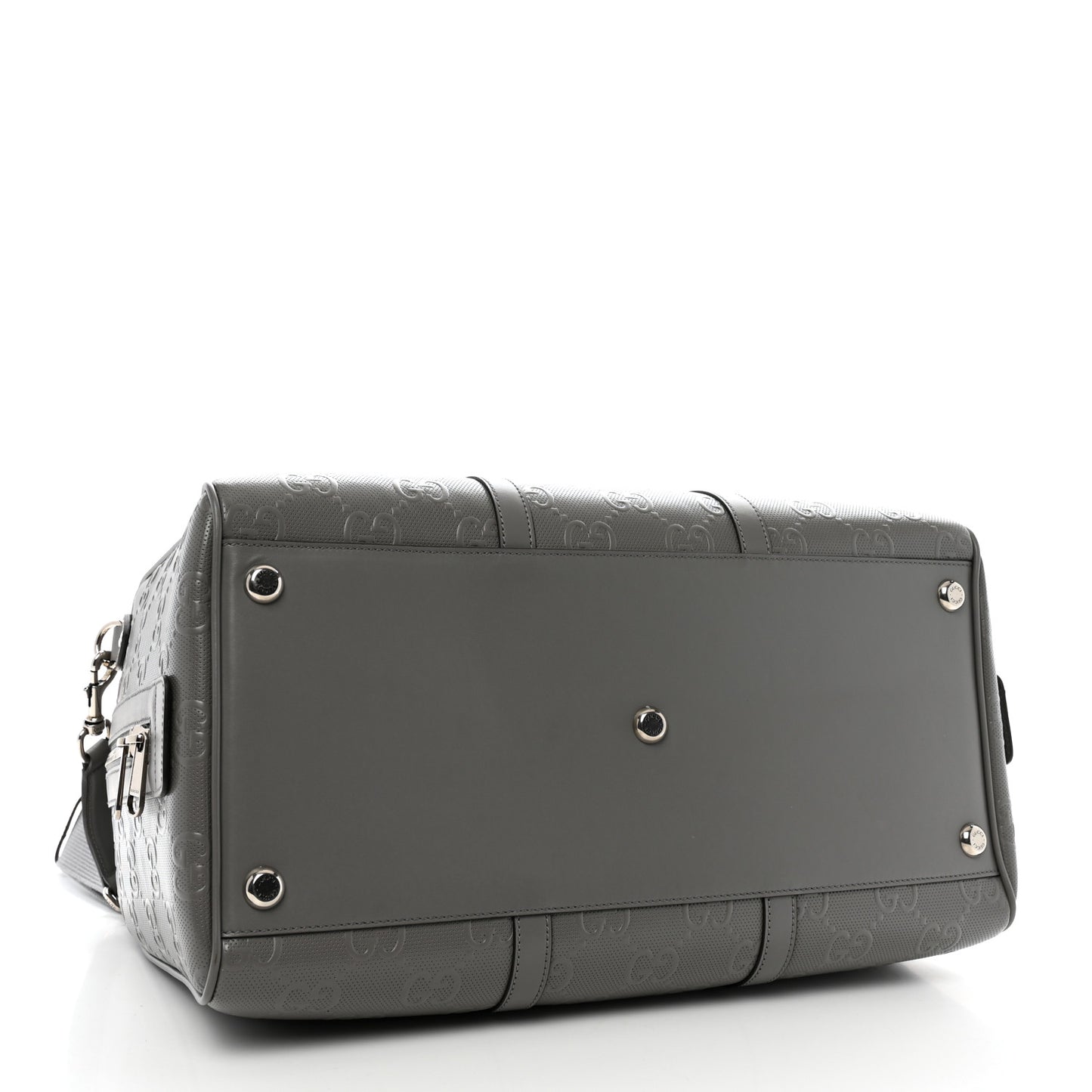 Calfskin GG Tennis Embossed Duffle Bag  Grey