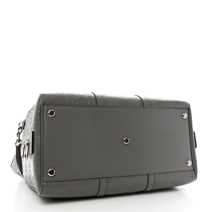 Gucci Calfskin GG Tennis Embossed Duffle Bag  Grey 3 of 10