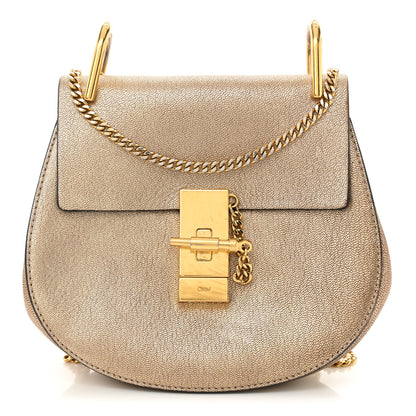 Chloe Metallic Goatskin Mini Drew Shoulder Bag Pale Gold 1 of 12