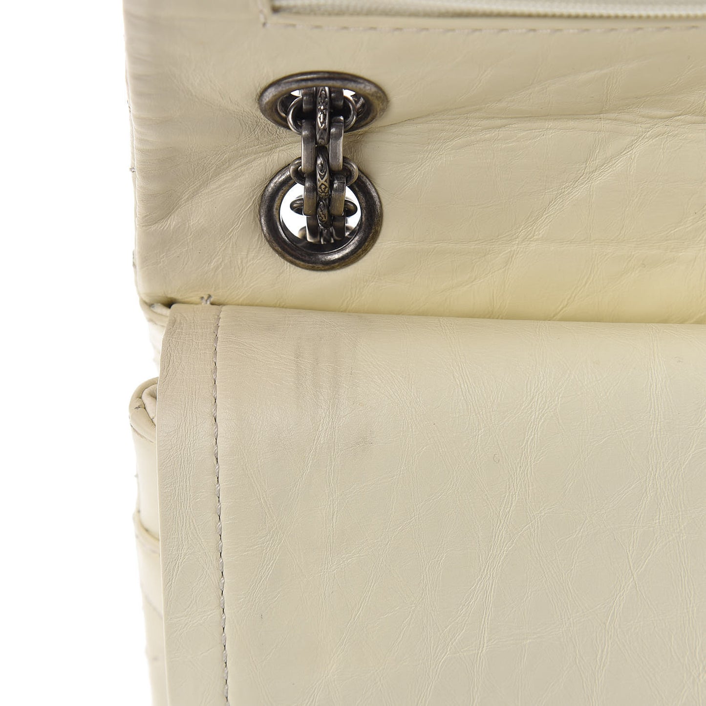 Aged Calfskin Quilted 2.55 Reissue 225 Flap White
