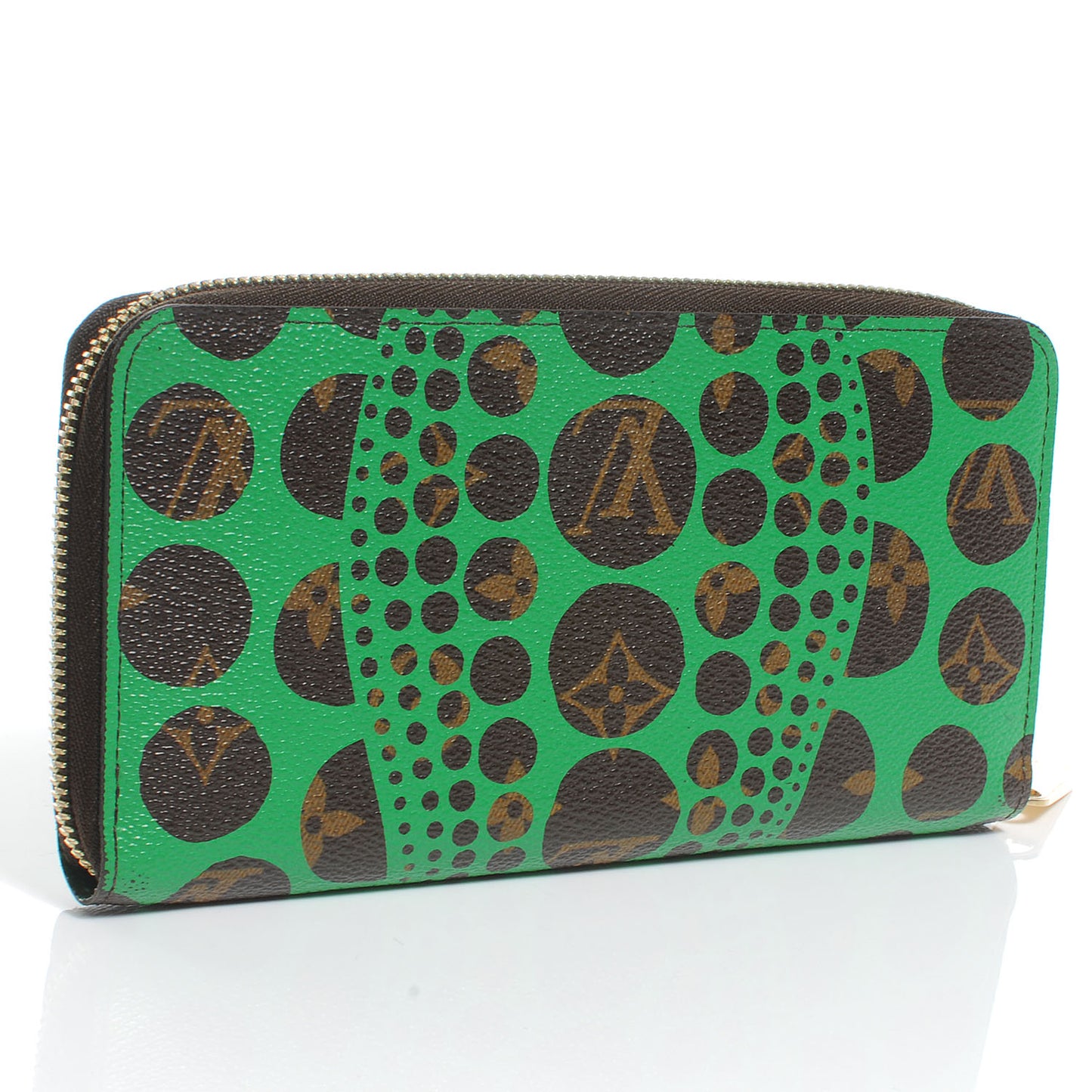 Monogram Kusama Pumpkin Dots Zippy Wallet Green