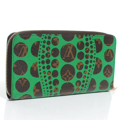 Louis Vuitton Monogram Kusama Pumpkin Dots Zippy Wallet Green 3 of 7