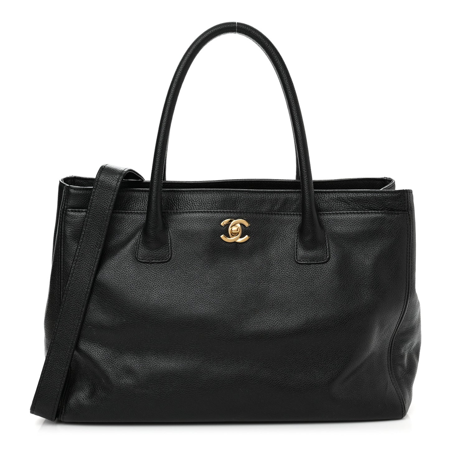 Calfskin Cerf Executive Shopper Tote Black