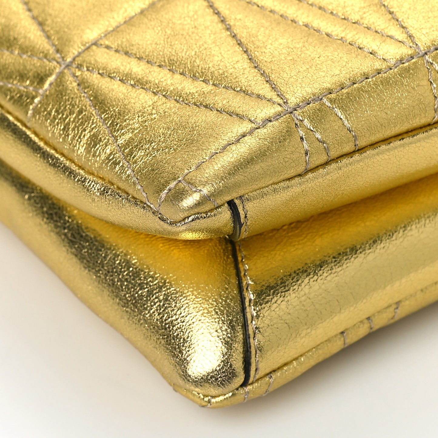 Metallic Lambskin Quilted Virtus Crossbody Bag Gold