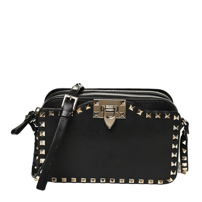 Valentino Garavani Vitello Rockstud Flip Lock Camera Crossbody Bag Black 1 of 12