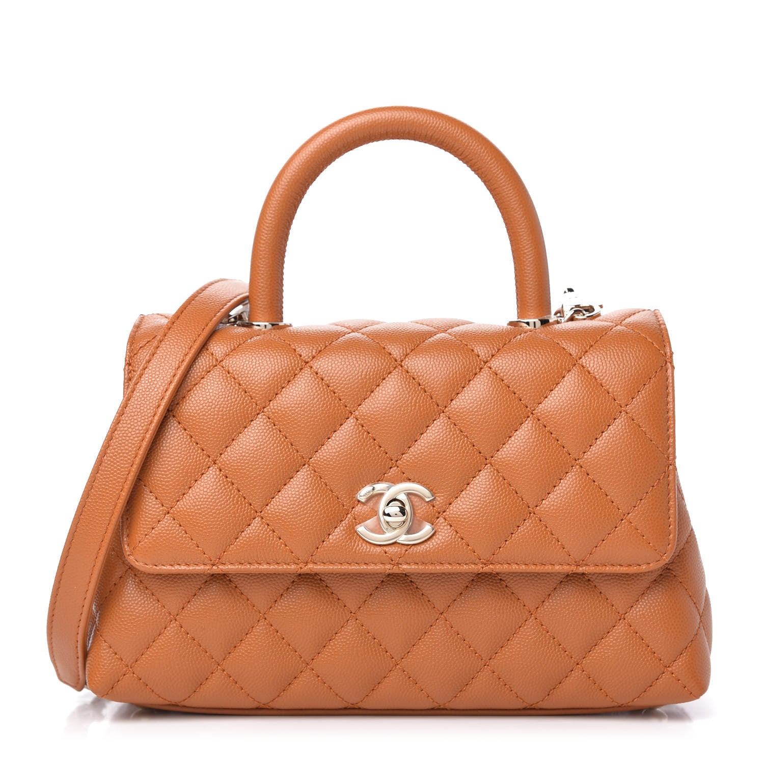 Chanel Caviar Quilted Mini Coco Handle Flap Light Brown 1 of 10