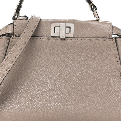 Fendi Cuoio Romano Snakeskin Selleria Mini Peekaboo Iconic Satchel Corda White 6 of 8