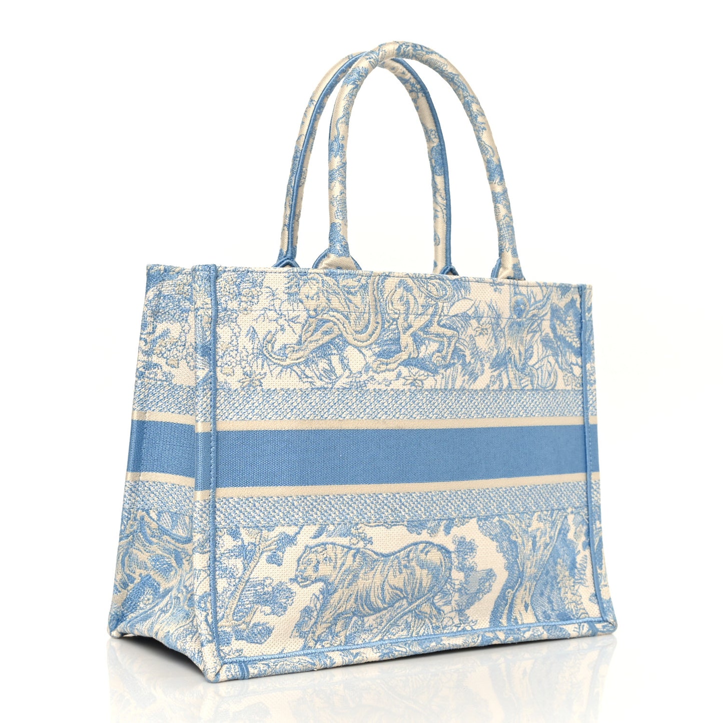 Canvas Embroidered Medium Dioriviera Toile De Jouy Book Tote Light Blue