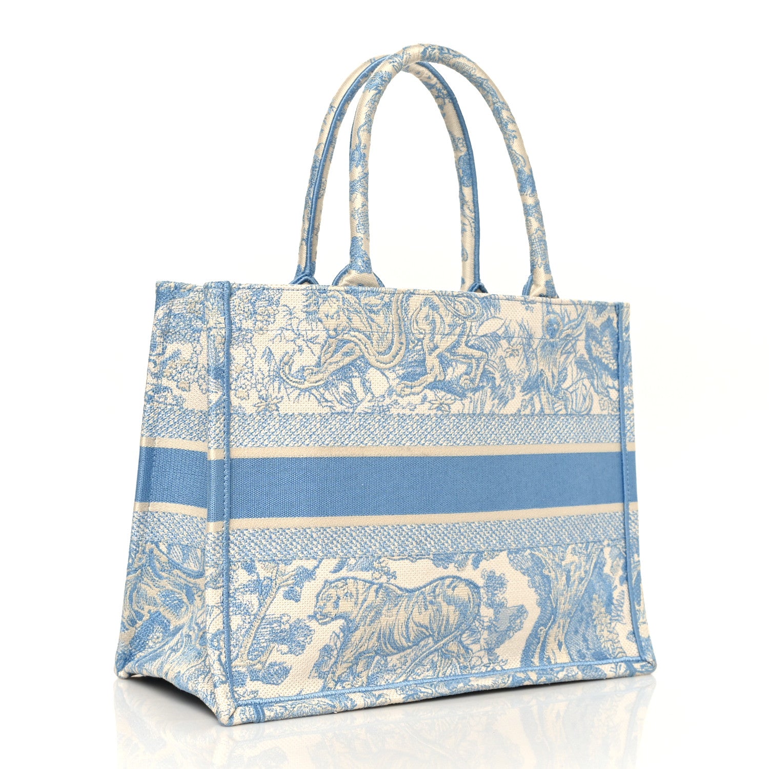 Christian Dior Canvas Embroidered Medium Dioriviera Toile De Jouy Book Tote Light Blue 3 of 10