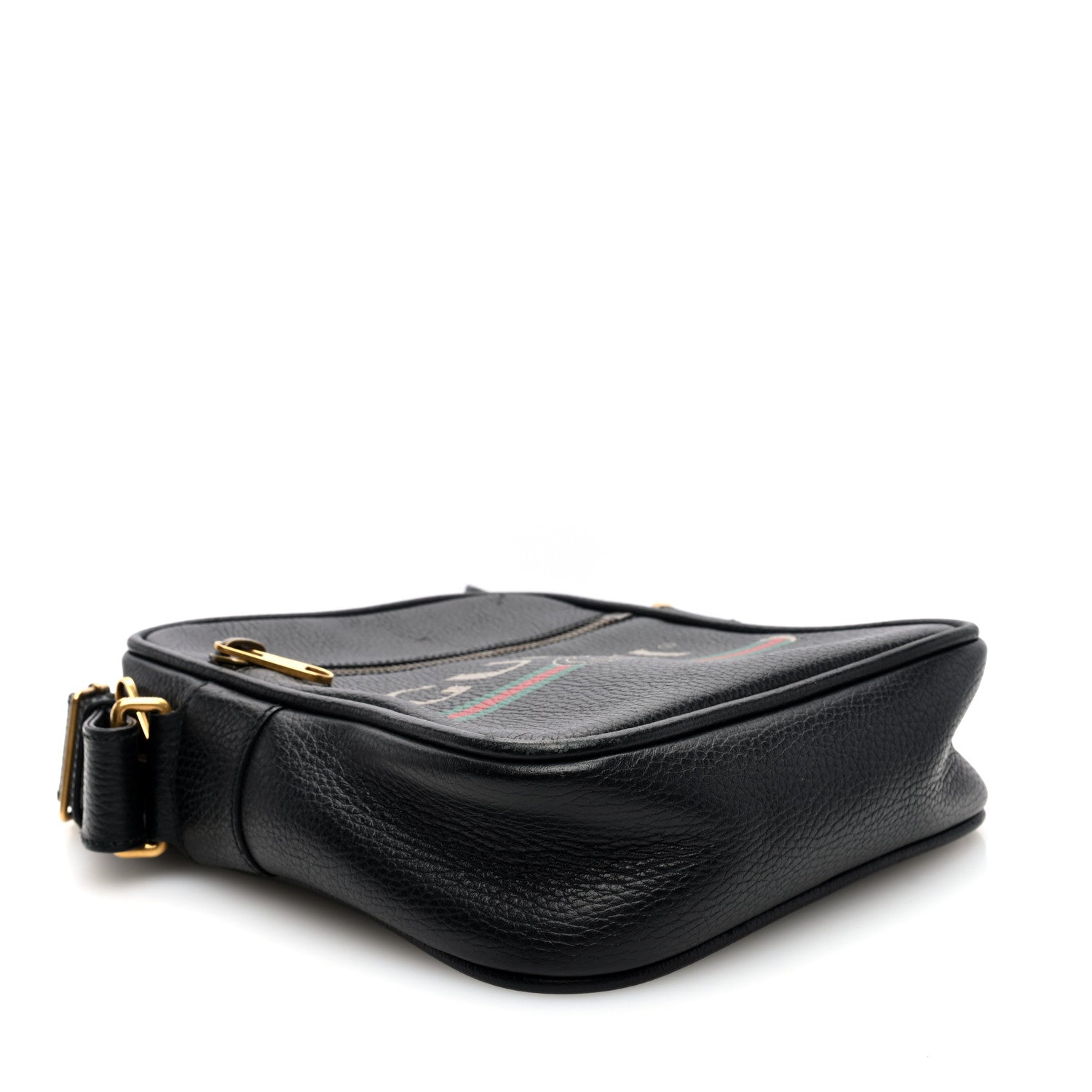 Gucci Grained Calfskin Logo Messenger Bag Black 4 of 10