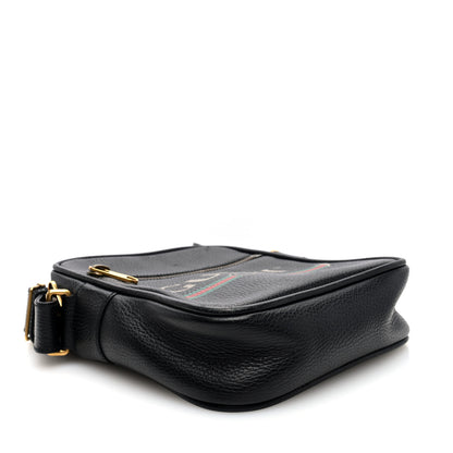 Gucci Grained Calfskin Logo Messenger Bag Black 4 of 10