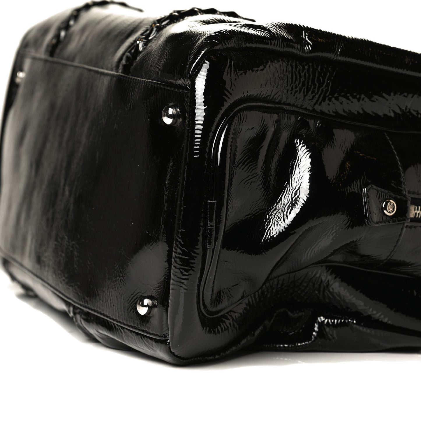 Patent Calfskin Large Luxe Ligne Tote Black