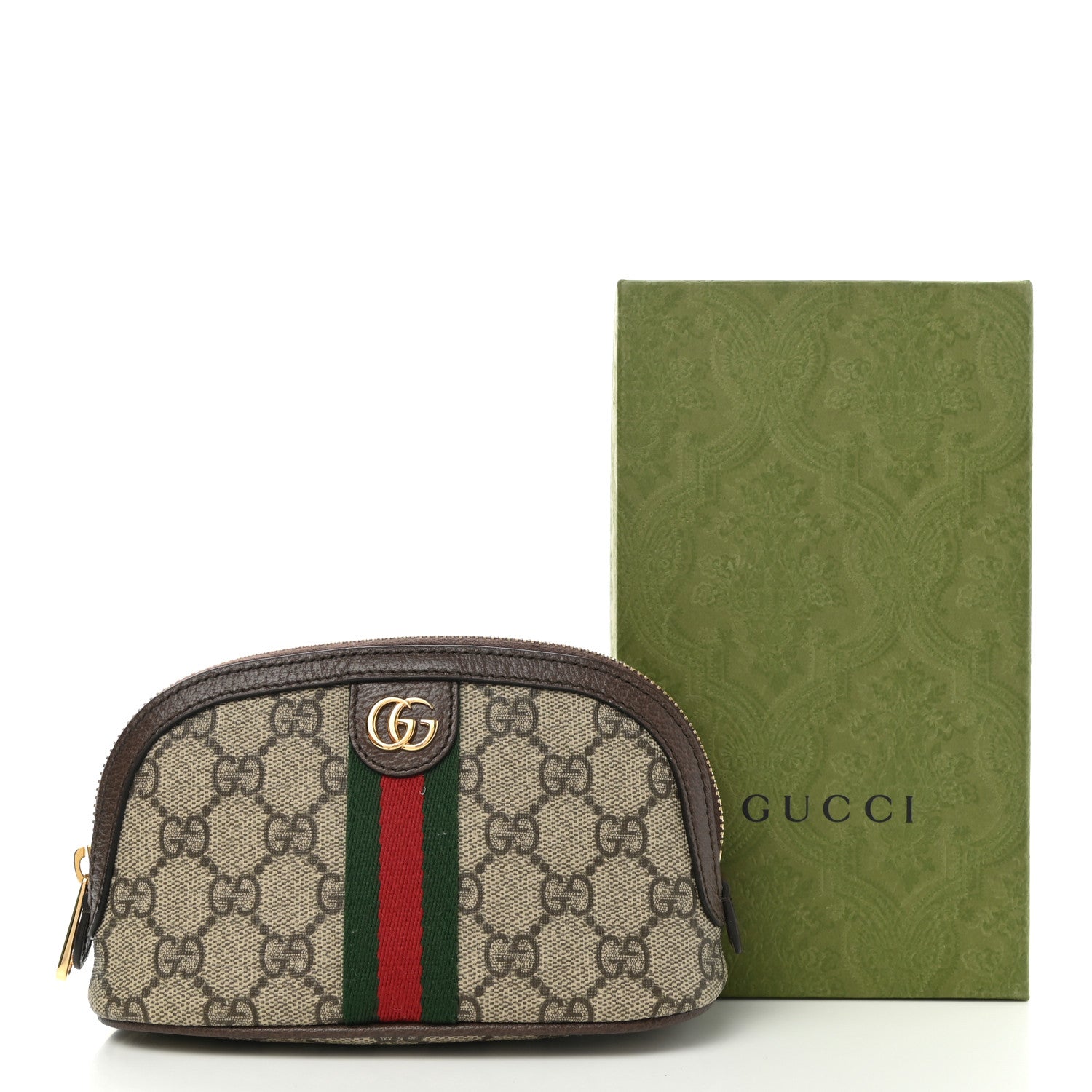 Gucci GG Supreme Monogram Textured Calfskin Web Medium Ophidia Cosmetic Case Beige Ebony New Acero 8 of 8