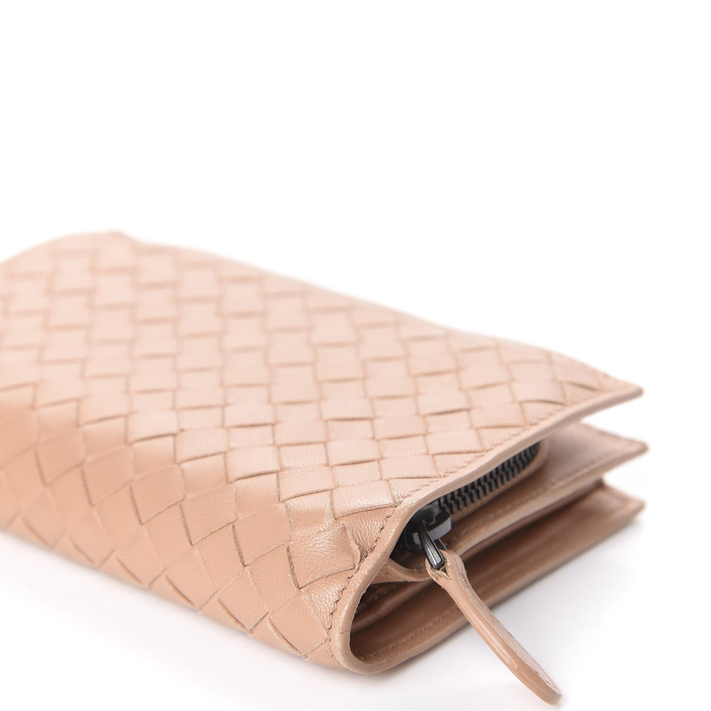 Nappa Intrecciato Continental Snap Wallet Dusty Rose