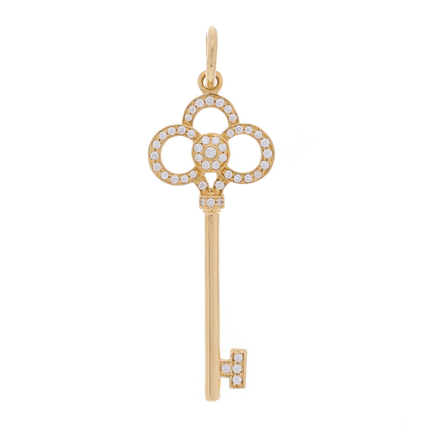 18K Yellow Gold Diamond Crown Key Pendant