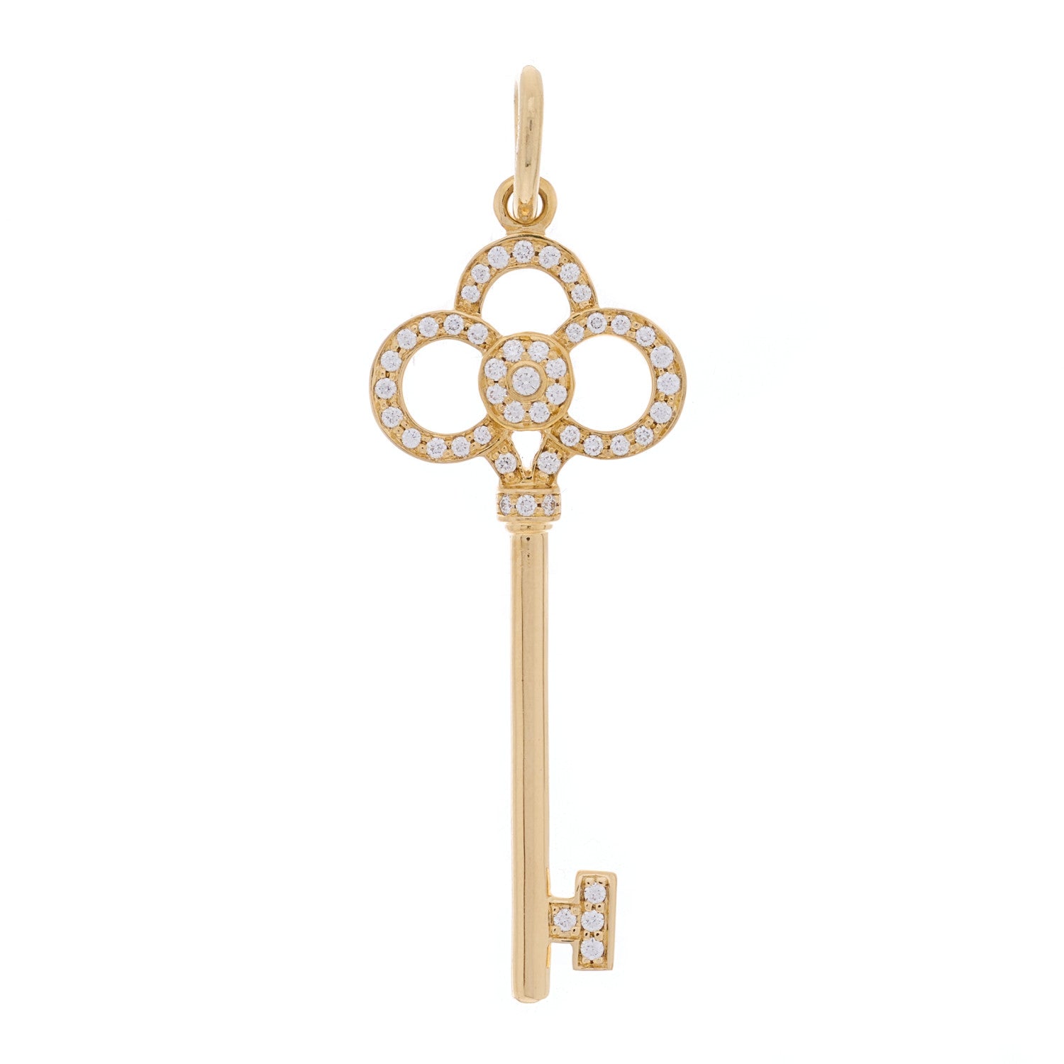 Tiffany 18K Yellow Gold Diamond Crown Key Pendant 1 of 4