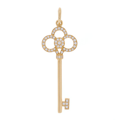 Tiffany 18K Yellow Gold Diamond Crown Key Pendant 1 of 4