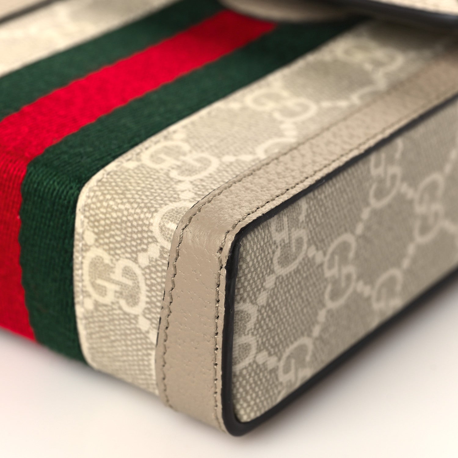 Gucci GG Supreme Monogram Textured Calfskin Web Mini Ophidia Messenger Beige Mystic White Oatmeal 8 of 9