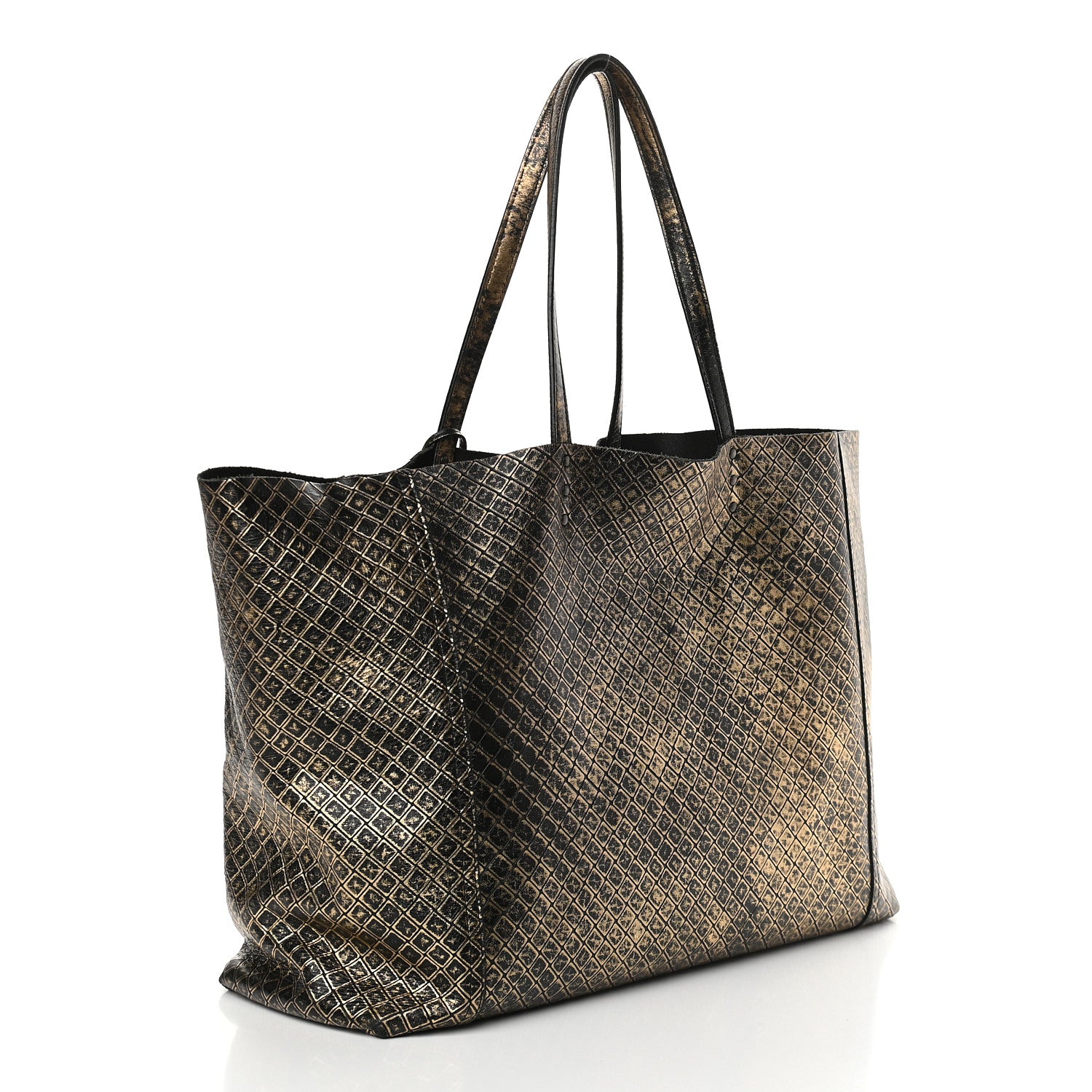 Bottega Veneta Calfskin Intrecciomirage Large Tote Black Gold 2 of 10