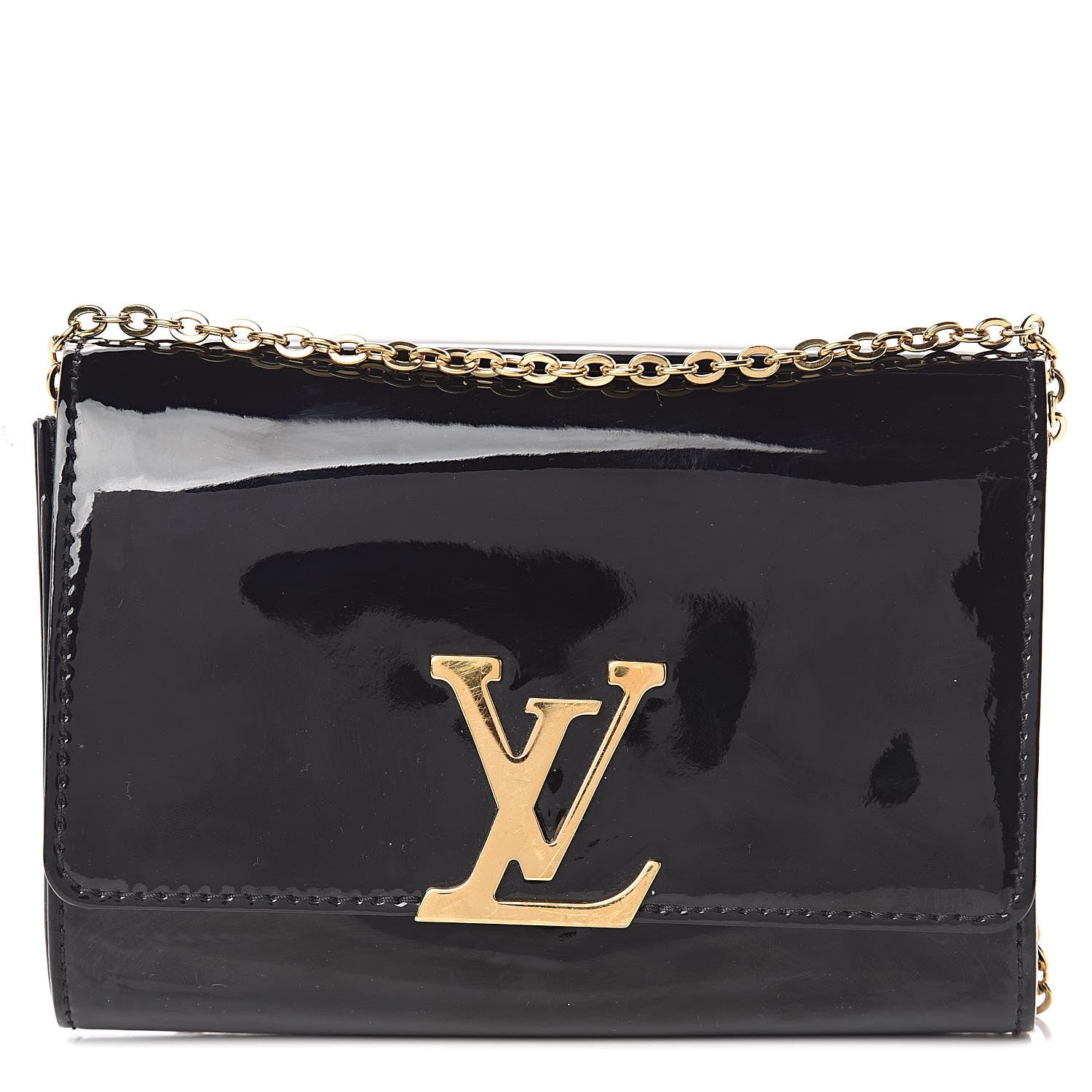 Louis Vuitton Patent Louise PM Chain Clutch Black 1 of 12