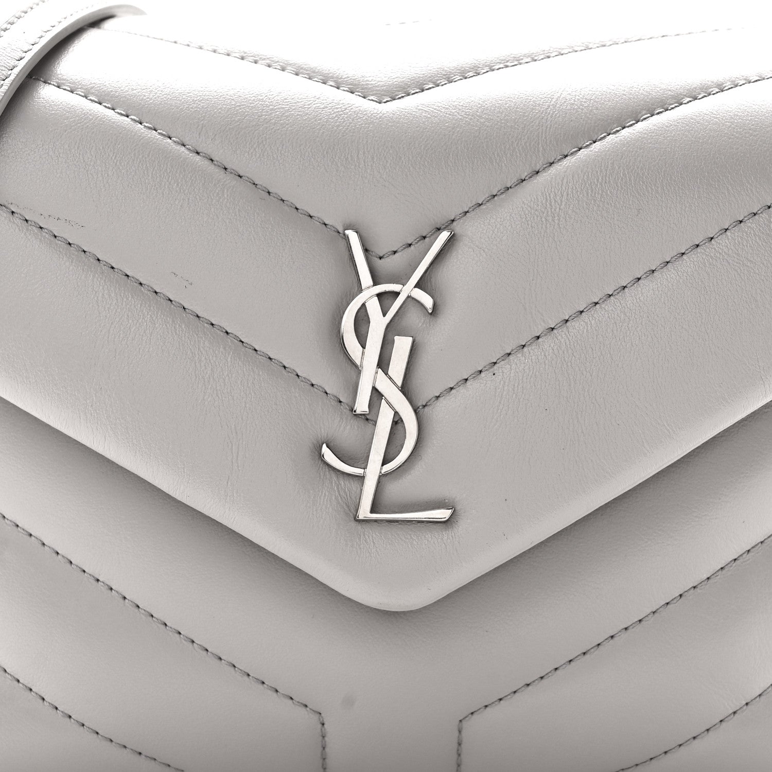 Saint Laurent Calfskin Y Quilted Monogram Toy Loulou Satchel Granite 8 of 10