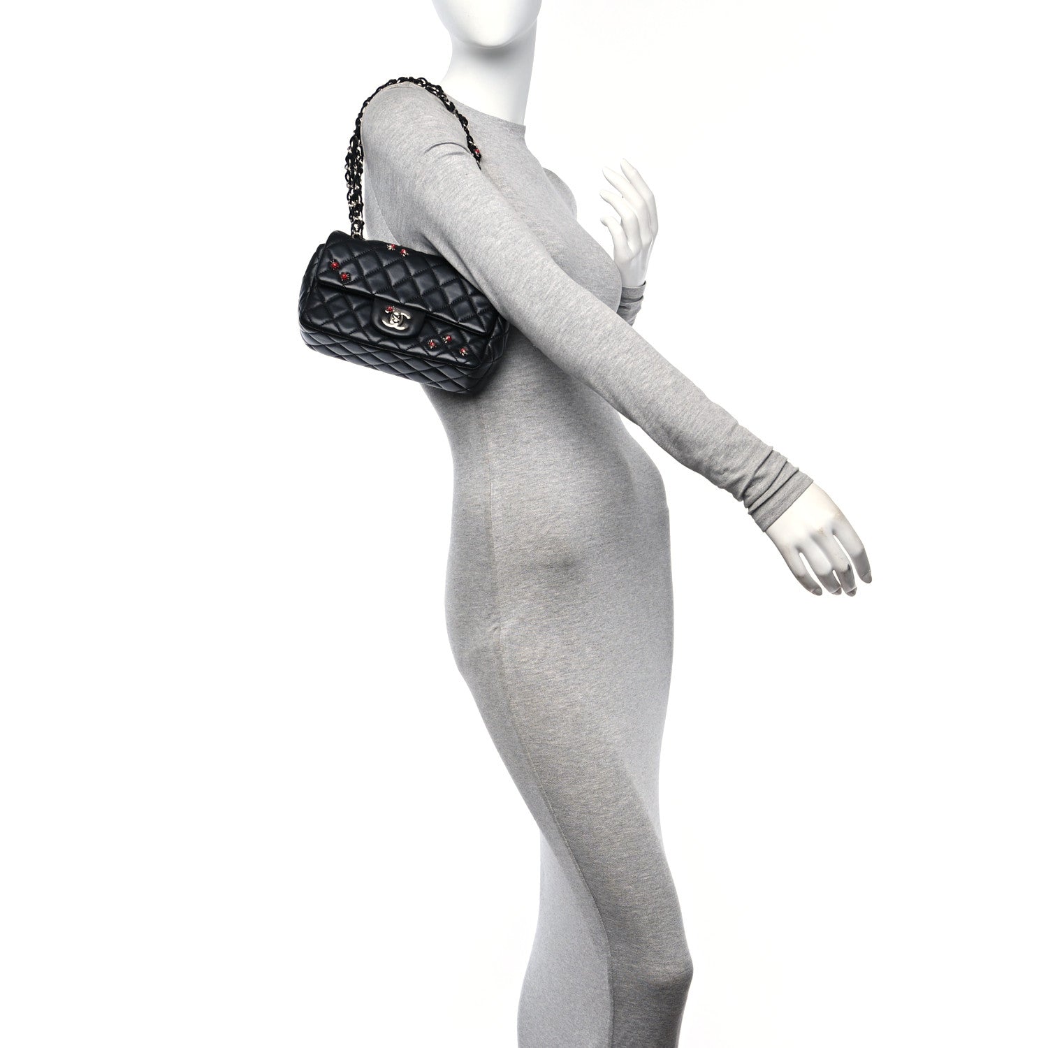 Chanel Lambskin Quilted Embellished Mini Ladybug Rectangular Flap Black 2 of 11