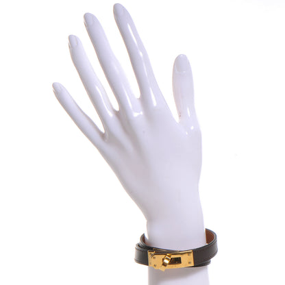 Hermes Chamonix Leather Kelly Double Tour Bracelet Small Chocolate 2 of 5