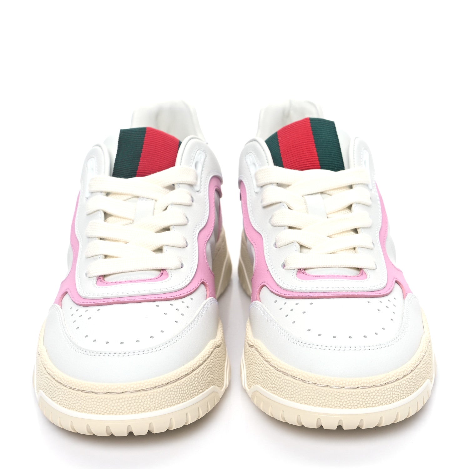Gucci Calfskin Womens Re-Web Sneakers 37 White Pink 2 of 9