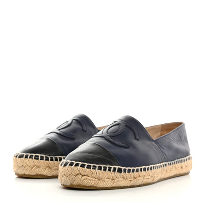 Chanel Lambskin CC Espadrilles 38 Navy Black 3 of 8