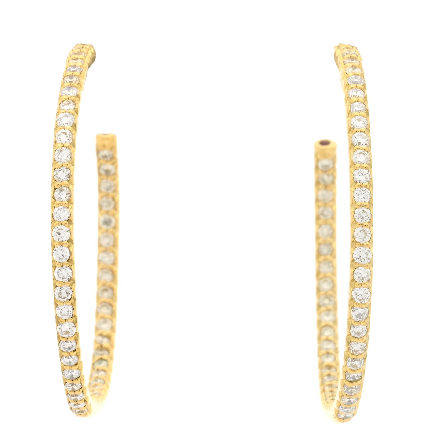 18K Yellow Gold Diamond .98ctw Micro Pave Hoop Earrings