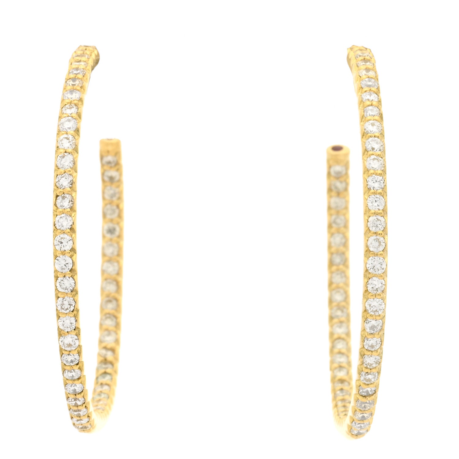 Roberto Coin 18K Yellow Gold Diamond .98ctw Micro Pave Hoop Earrings 1 of 4