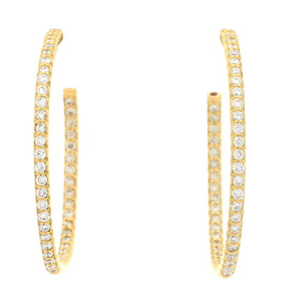Roberto Coin 18K Yellow Gold Diamond .98ctw Micro Pave Hoop Earrings 1 of 4