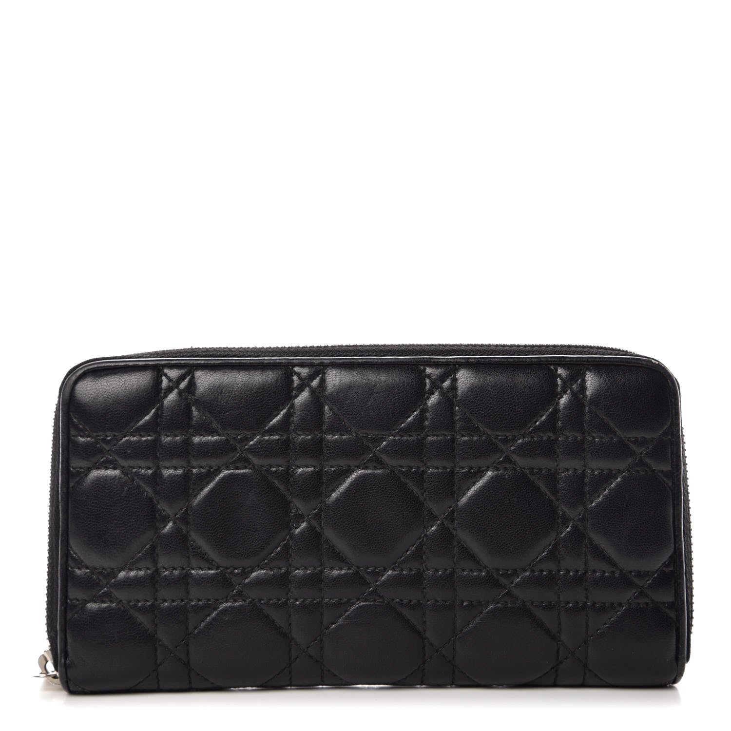 Christian Dior Lambskin Cannage Lady Dior Zip Wallet Black 1 of 11
