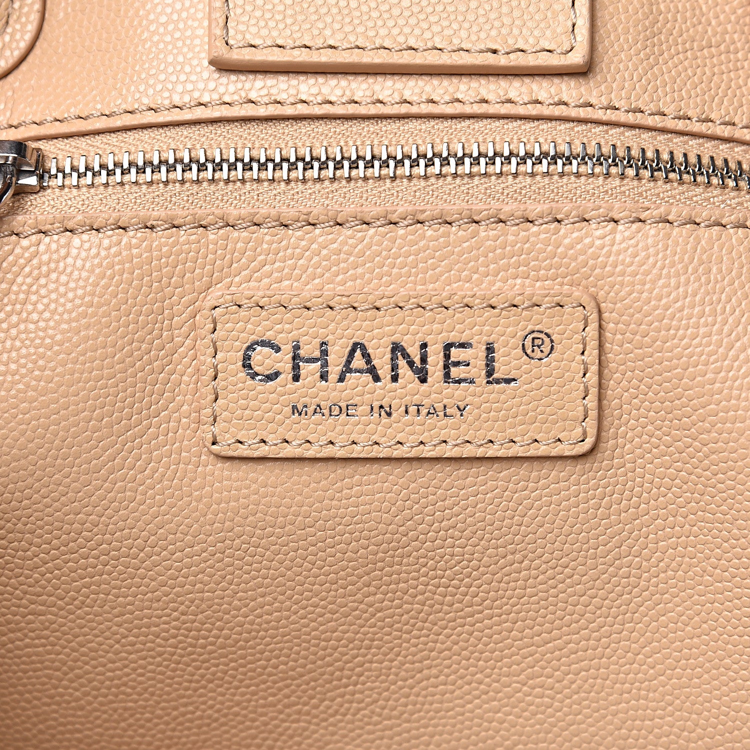 Chanel Caviar Stitched Small Shopping Tote Beige 5 of 12