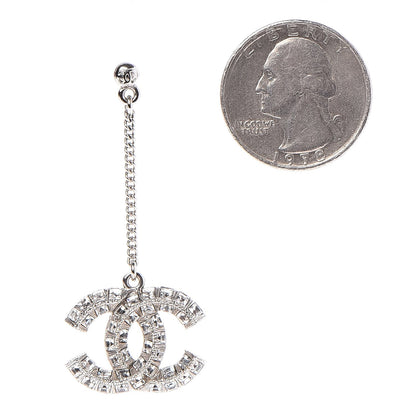 Chanel Baguette Crystal CC Dangle Earrings Silver 2 of 4