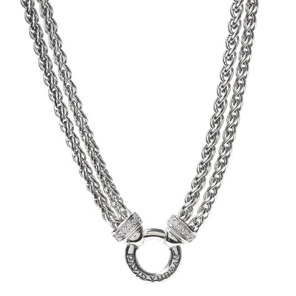 David Yurman Sterling Silver Diamond Double Wheat Chain Necklace 1 of 5