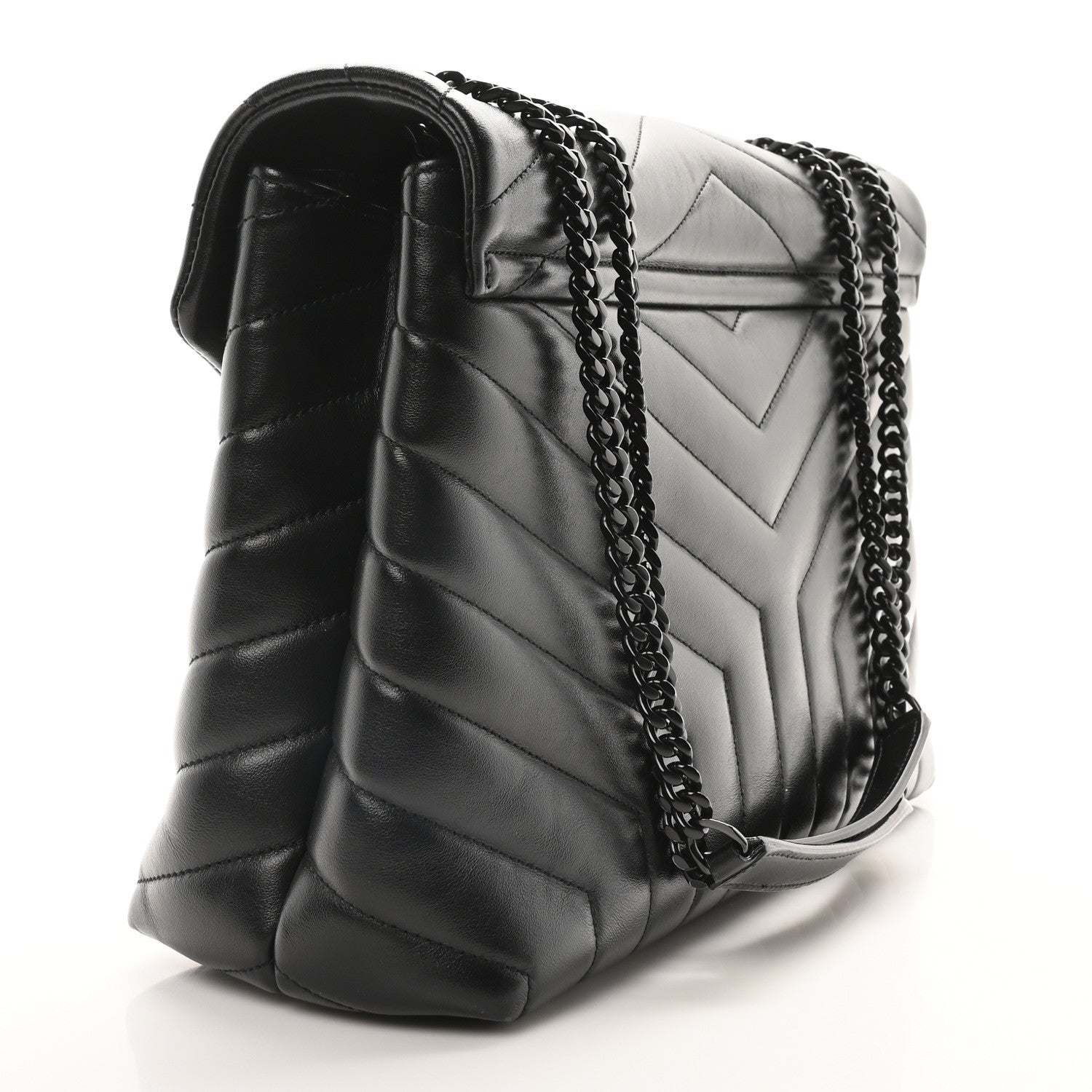 Saint Laurent Calfskin Y Quilted Monogram Monochrome Medium Loulou Chain Satchel Black 3 of 10